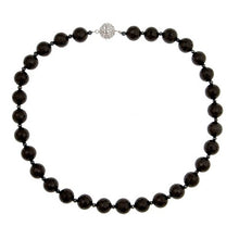 Load image into Gallery viewer, Onyx faceted necklace with CZ Pave Sterling Silver Clasp - minadjewelry