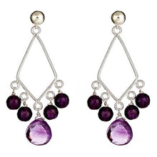 Load image into Gallery viewer, Amethyst Briolle and round Chandelier Earrings - minadjewelry