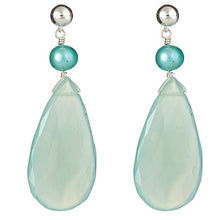 Load image into Gallery viewer, Five Row Seafoam Pearl & Chalcedony Drop Necklace - minadjewelry