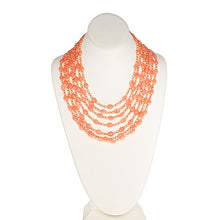 Load image into Gallery viewer, Peach Jade and Pearl Seven Row Necklace - minadjewelry