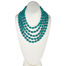 Load image into Gallery viewer, Five Row Teal Jade Statement Necklace - minadjewelry