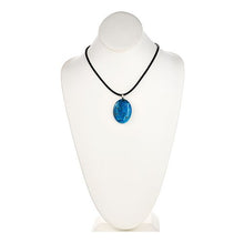 Load image into Gallery viewer, Ocean Blue Agate Pendant Necklace on Leather Chain - minadjewelry