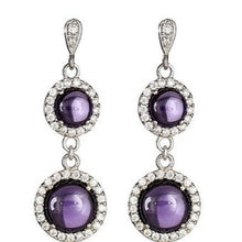 Load image into Gallery viewer, Amethyst and CZ Dangling Earrings