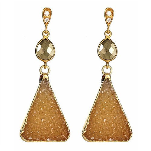 Triangle Druzy with CZ Pave Earrings - minadjewelry