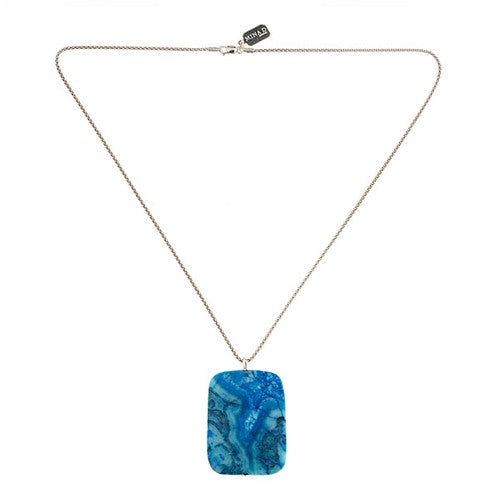Ocean Blue Agate Pendant Necklace - minadjewelry