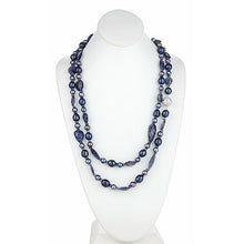 Load image into Gallery viewer, Iolite and pearl Long Necklace - minadjewelry