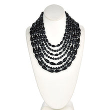Load image into Gallery viewer, Multi Row Multi Faceted Onyx Statement Necklace - minadjewelry