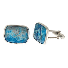 Load image into Gallery viewer, Ocean Blue Agate Cufflinks - minadjewelry