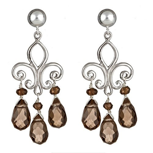 Smoky Quartz Chandelier Earrings - minadjewelry
