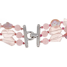 Load image into Gallery viewer, Rose Quartz and Iredescent coin pearl necklace - minadjewelry