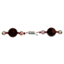 Load image into Gallery viewer, Red Tiger Eye & Champagne Pearl Necklace - minadjewelry