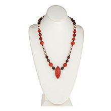 Load image into Gallery viewer, Red Sponge Coral, Red Tiger Eye, Champagne Pearl Pendant Necklace - minadjewelry