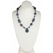 Load image into Gallery viewer, Blue Sponge Coral with Light Grey Pearl & Tear Drop Pendant - minadjewelry