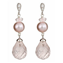 Load image into Gallery viewer, Pink Pearl and Rose Quartz Briolle Drop Earrings - minadjewelry
