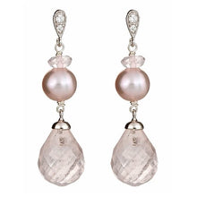 Load image into Gallery viewer, Pink Pearl and Rose Quartz Briolle Drop Earrings - minadjewelry