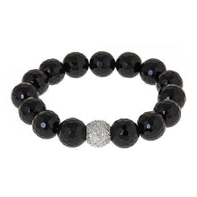 Load image into Gallery viewer, Onyx & Pave Starburst Sterling Silver stretch Bracelet - minadjewelry