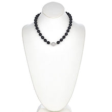 Load image into Gallery viewer, Onyx Faceted Statement Necklace with CZ Pave Sterling Silver Clasp