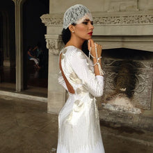 Load image into Gallery viewer, Pearl Tassel Necklace with sterling silver CZ Starburst Accents - minadjewelry