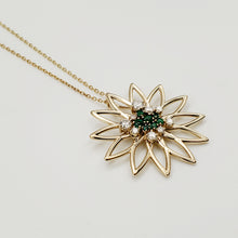 Load image into Gallery viewer, Lotus Flower Emerald and Diamond Pendant
