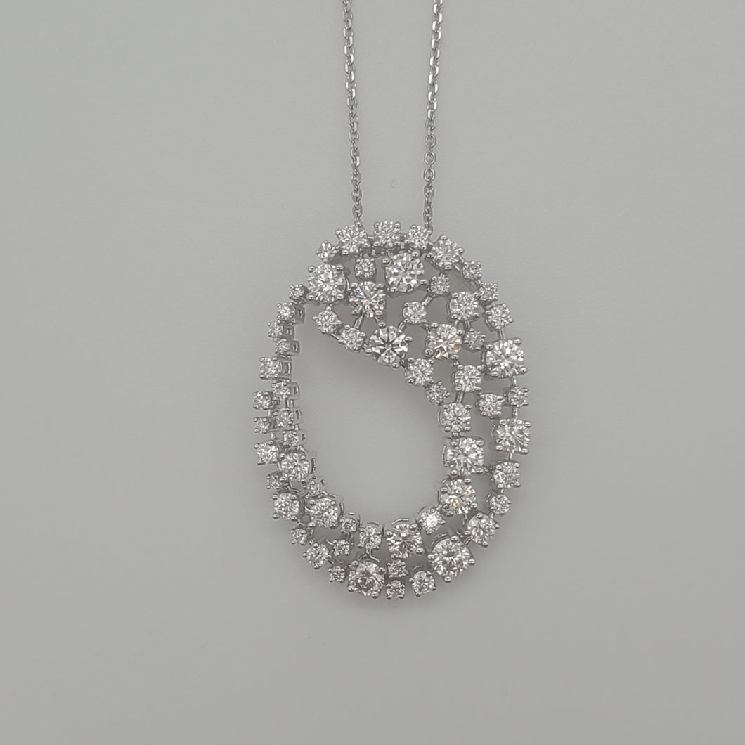 Oval Drop Diamond Pendant Necklace