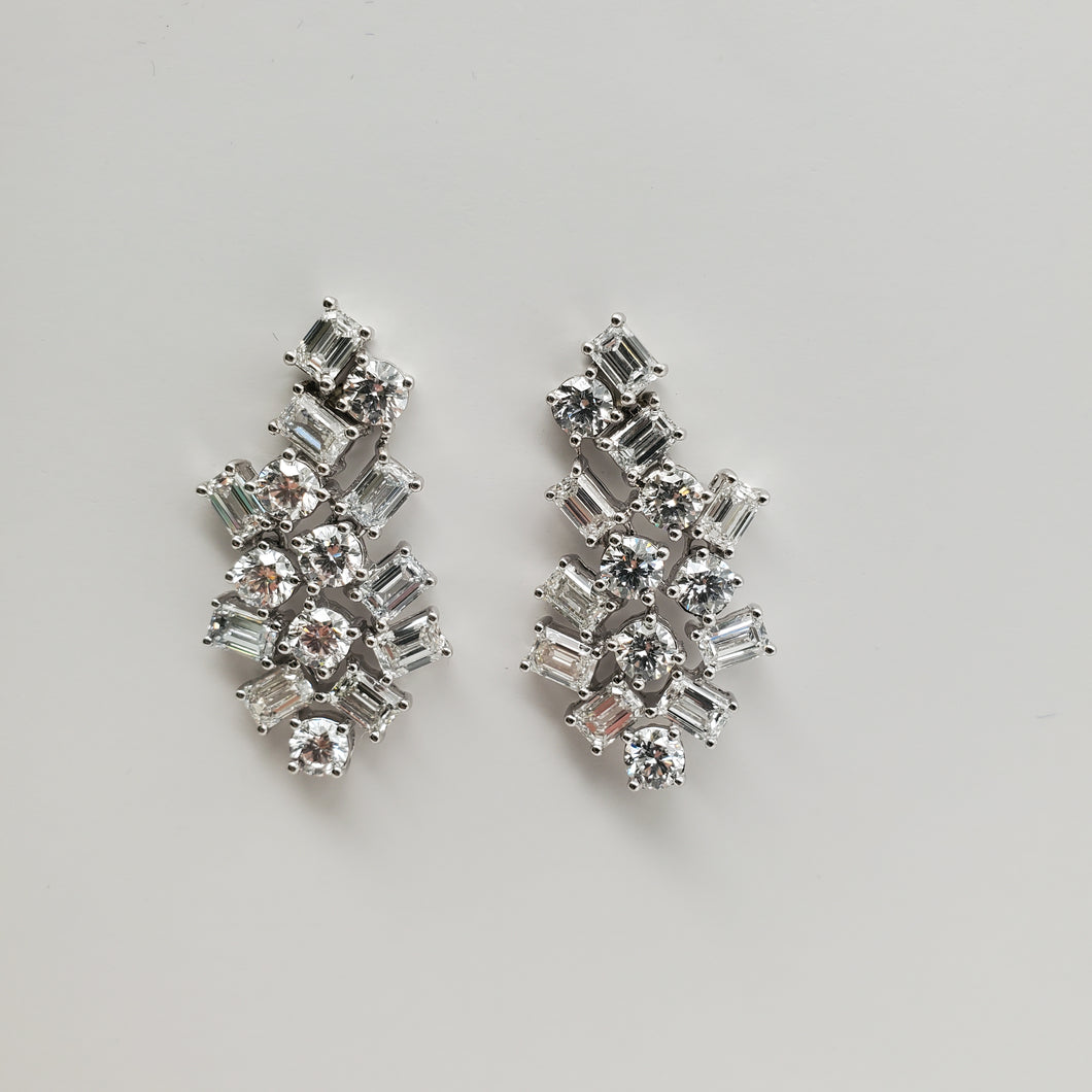 Classic Floral Drop Diamond Earrings