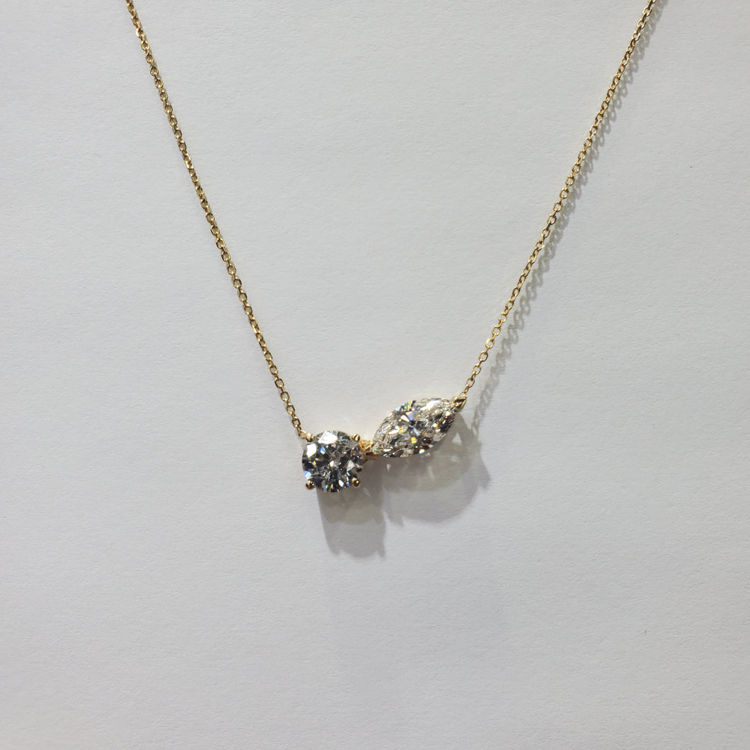 Diamond Two Stone Necklace