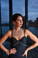 Load image into Gallery viewer, Seven Row Statement Necklace of Silver Pearl and Rose Quartz
