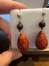 Load image into Gallery viewer, Red Sponge Coral Briolle Earrings
