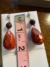 Load image into Gallery viewer, Red Sponge Coral Briolle Earrings

