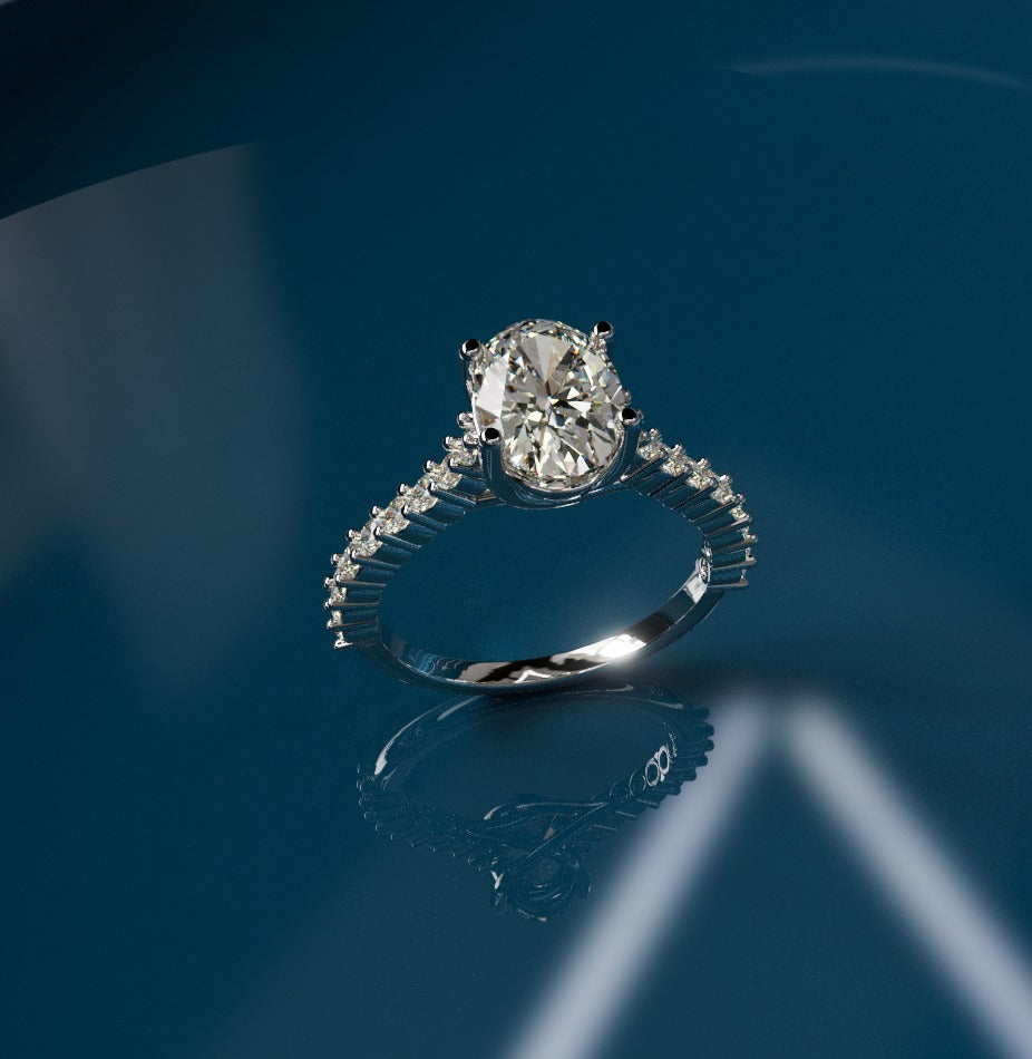 Oval Center Diamond Engagement Ring