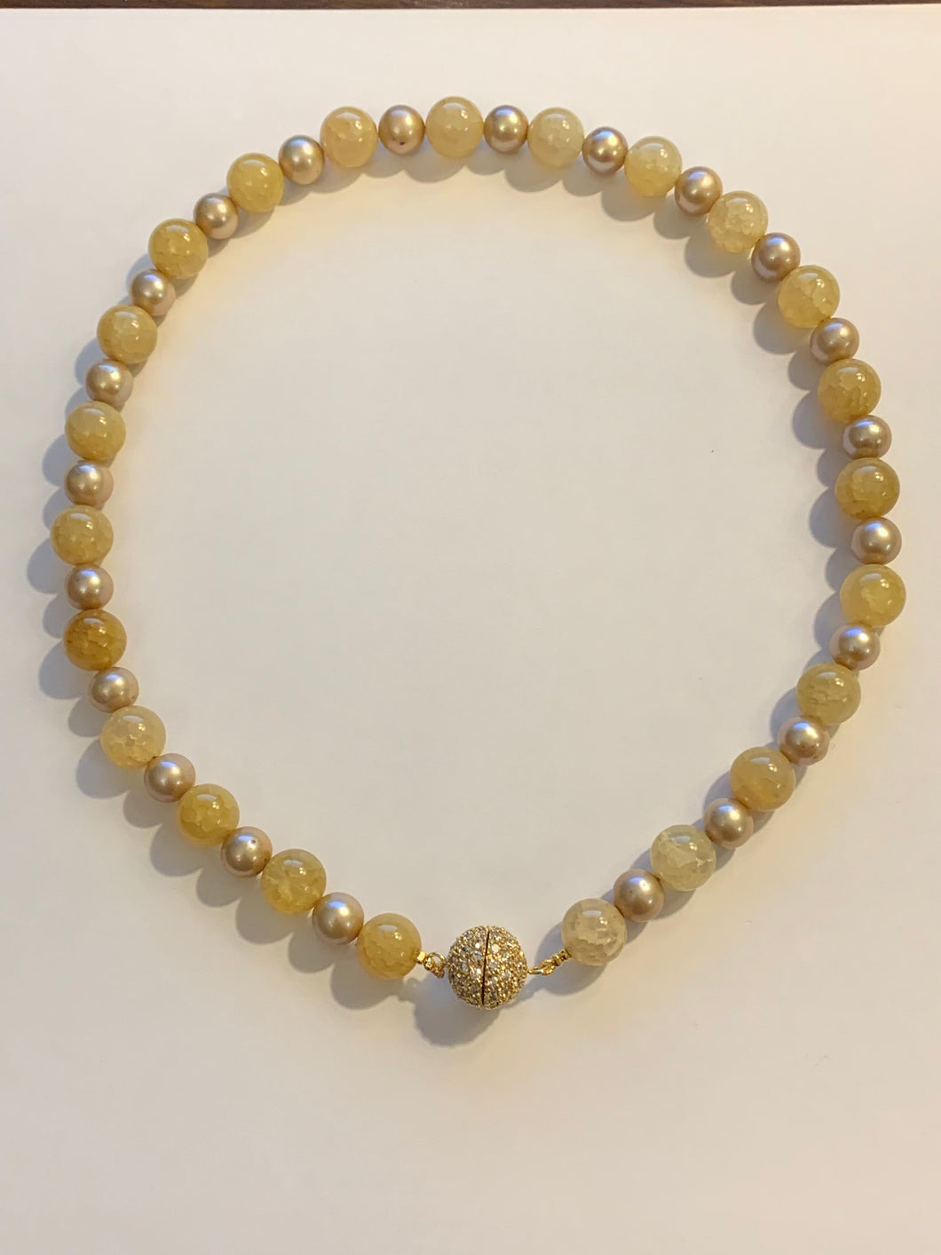 Champagne Pearl and Yellow Agate Necklace