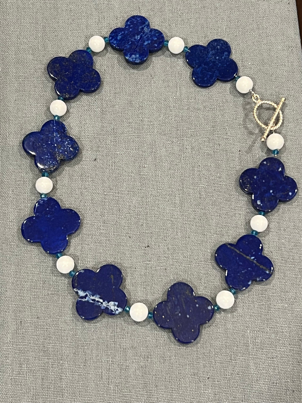 Blue Lapis Clover Necklace