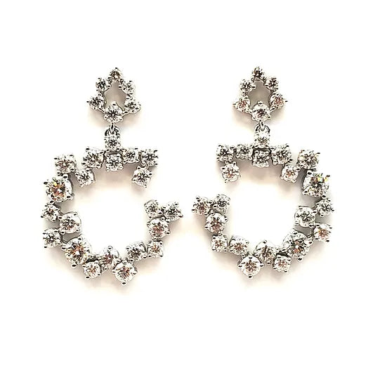 Diamond Cluster Circle Earrings
