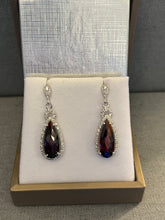 Load image into Gallery viewer, Ruby Quartz and White Quartz Long Dangling Earrings - minadjewelry
