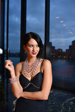 Load image into Gallery viewer, Seven Row Statement Necklace of Silver Pearl and Rose Quartz
