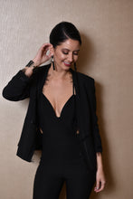 Load image into Gallery viewer, Long Black Spinel Tassle Statement Earrings - minadjewelry
