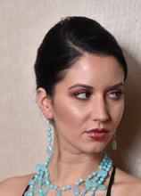 Load image into Gallery viewer, Long Dangling Chalcedony and Amazonite Pear Shape Earrings - minadjewelry
