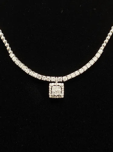 Diamond tennis necklace with Princess center