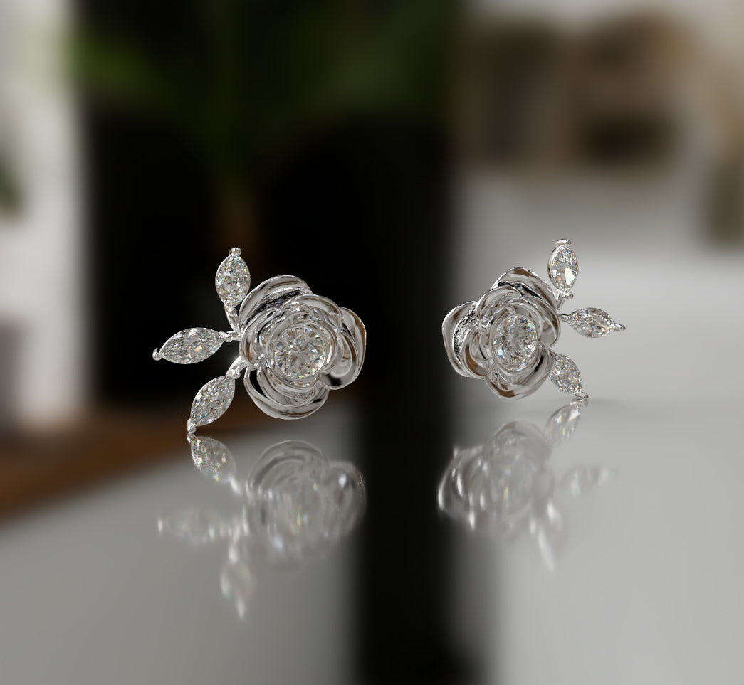 Diamond Rose Earrings