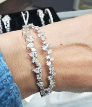 Load image into Gallery viewer, Double row fancy diamond bangle bracelet mina d fine jewelry hand view

