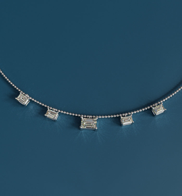 Emerald Cut Five Stone Diamond Necklace