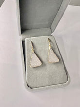 Load image into Gallery viewer, Druzy Triangle Earrings with Long Hammered Posts - minadjewelry
