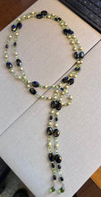 Load image into Gallery viewer, Pearl, Onyx and Peridot Lariat Necklace - minadjewelry
