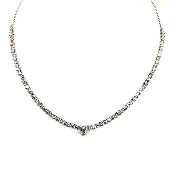 Heart shape diamond tennis necklace