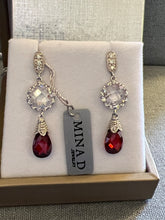 Load image into Gallery viewer, Clear &amp; Ruby Quartz Briolle Dangling Earrings - minadjewelry
