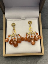 Load image into Gallery viewer, Sunstone Vermeil Chandelier Earrings
