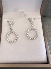 Load image into Gallery viewer, Trillion Earrings with Circular Dangle Drop
