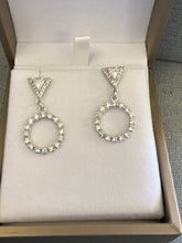 Load image into Gallery viewer, Trillion Earrings with Circular Dangle Drop
