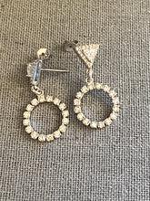 Load image into Gallery viewer, Trillion Earrings with Circular Dangle Drop
