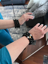 Load image into Gallery viewer, Onyx &amp; Pave Starburst Sterling Silver stretch Bracelet - minadjewelry
